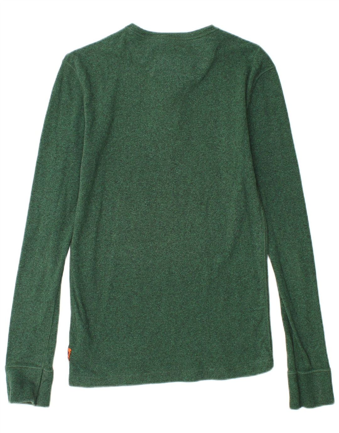 Superdry Mens Top Long Sleeve Small Green Flecked Cotton