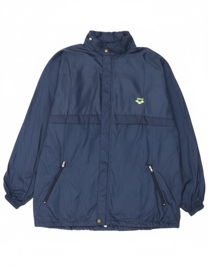 Arena Mens Hooded Rain Jacket UK 42 XL Navy Blue Polyamide