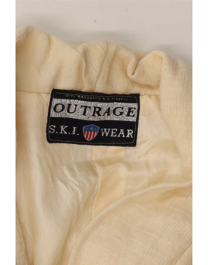 Outrage Womens Ski Knit Blazer Jacket UK 14 Medium Off White Colourblock