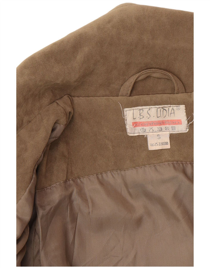 Vintage Womens Oversized Suede Jacket UK 10 Small Beige