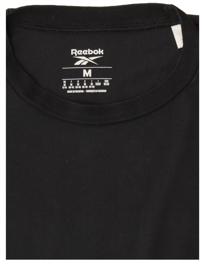 REEBOK Womens Oversized Graphic T-Shirt Top UK 12/14 Medium Black