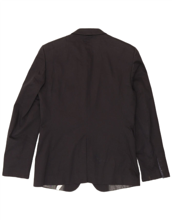 Zara Mens 2 Button Blazer Jacket EU 50 Medium Black Cotton
