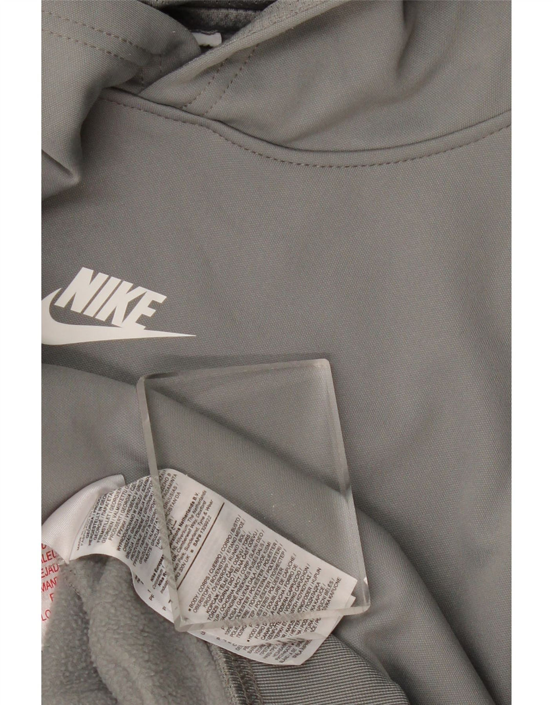 NIKE Boys Dri Fit Graphic Hoodie Jumper 13-14 Years Grey Colourblock