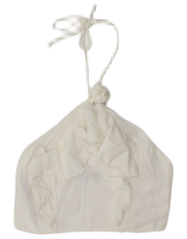 Zara Womens Halter Top UK 12 Medium White Cotton