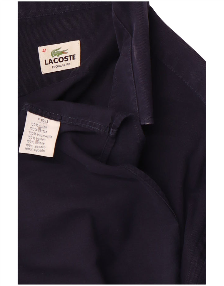 LACOSTE Mens Regular Fit Shirt Size 41 Medium Navy Blue Cotton