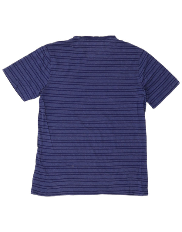 Barbour Mens Tailored Fit T-Shirt Top Large Blue Striped Viscose