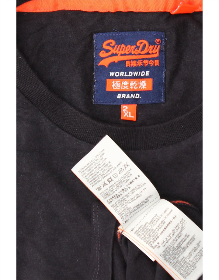 SUPERDRY Mens T-Shirt Top 2XL Navy Blue Cotton