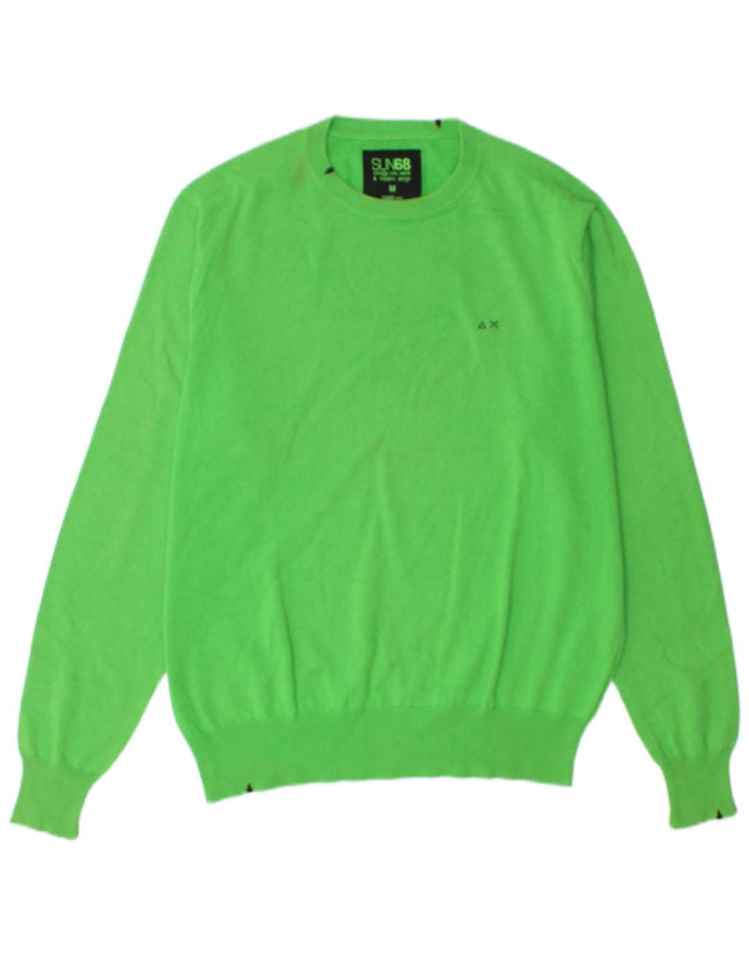 Sun68 Mens Crew Neck Jumper Sweater Medium Green Cotton