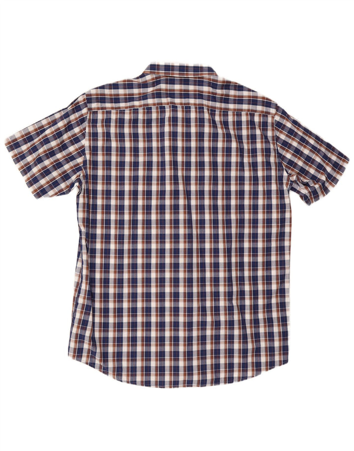 Carrera Mens Short Sleeve Regular Fit Shirt 2XL Navy Blue Check