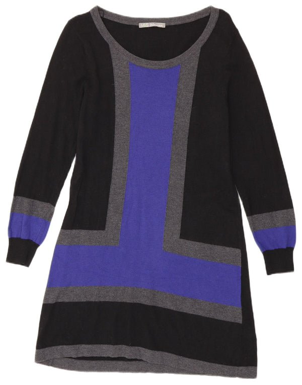 Marks & Spencer Womens Jumper Dress UK 14 Medium Black Colourblock Viscose