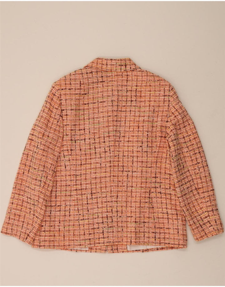 VINTAGE Womens 5 Button Blazer Jacket UK 18 XL Orange Check Cotton Vintage Vintage and Second-Hand Vintage from Messina Hembry 