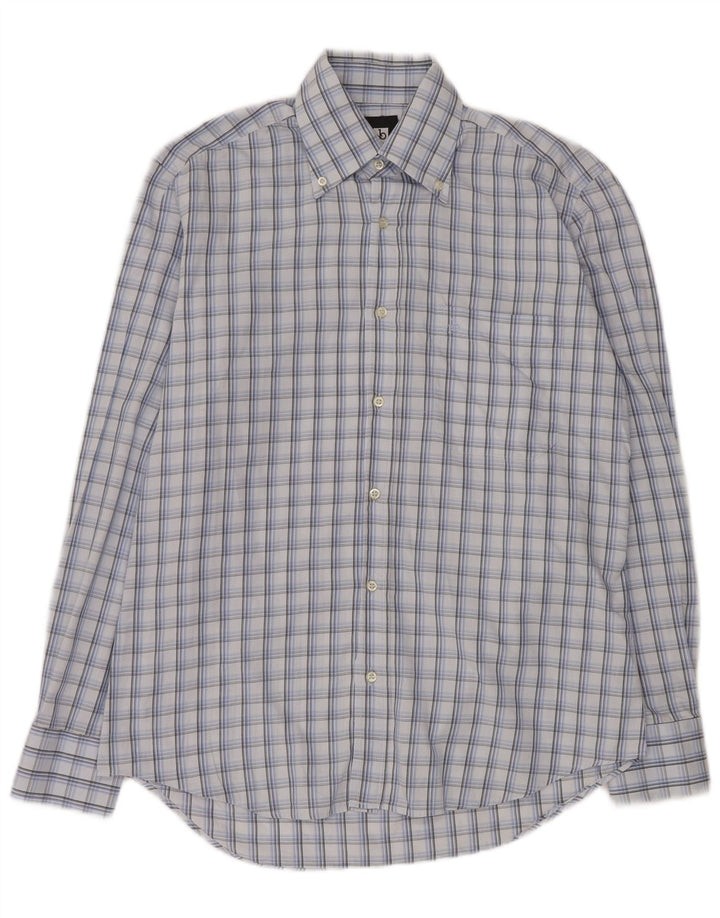 Roccobarocco Mens Shirt Size 15 38 Medium Blue Check