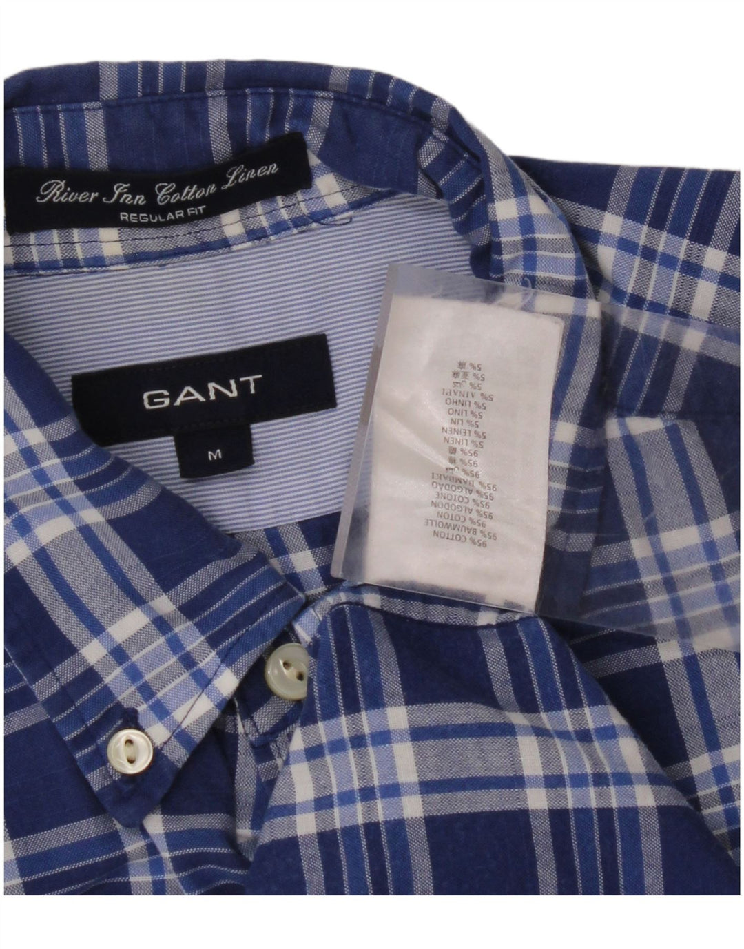 GANT Mens Regular Fit Shirt Medium Blue Check Cotton
