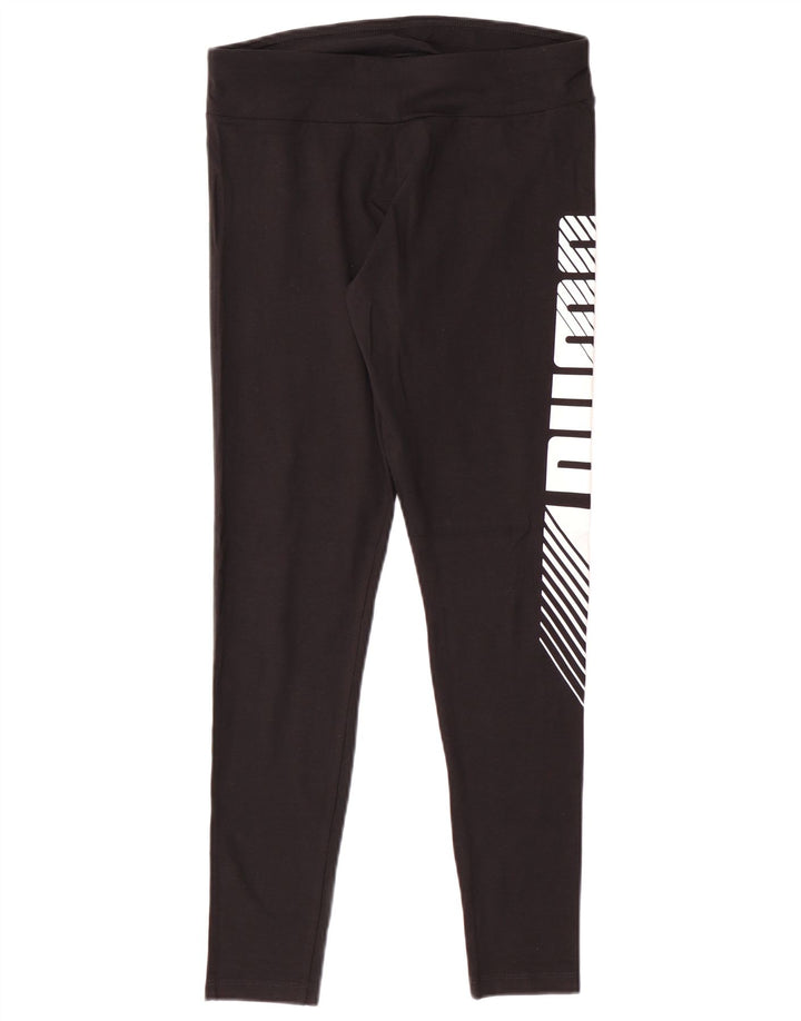 PUMA Womens Graphic Leggings UK 12 Medium  Black Cotton