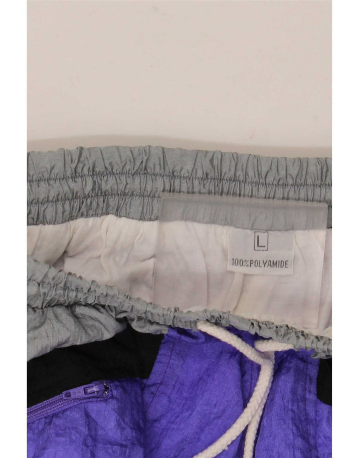 Vintage Mens Full Tracksuit Large  Purple Colourblock Polyamide