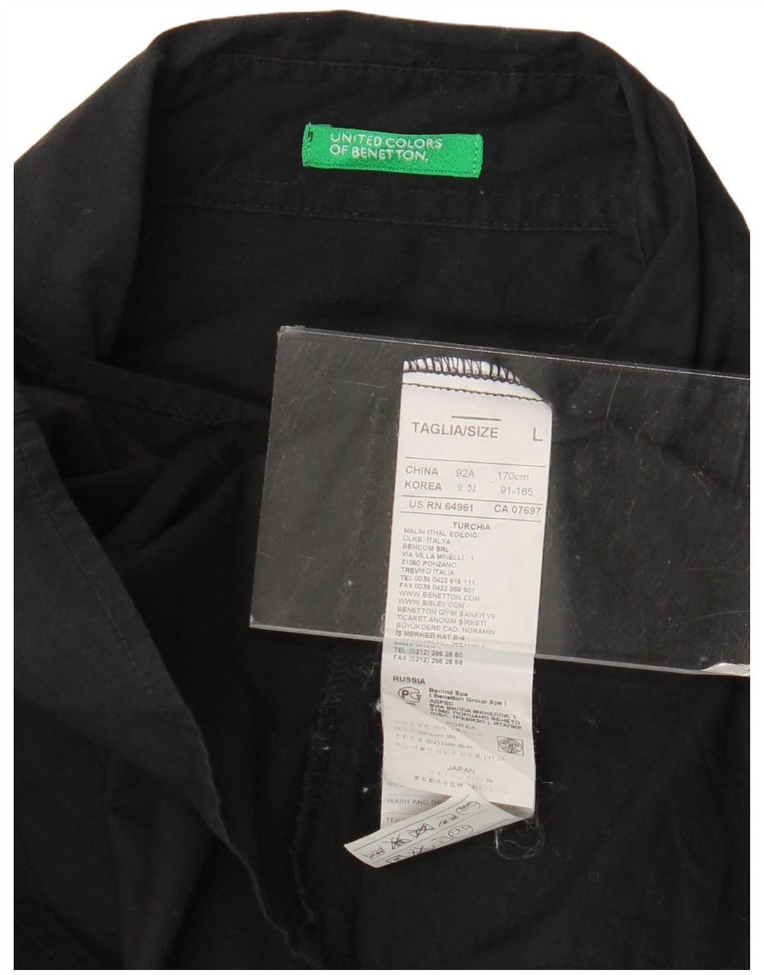 Benetton Womens Shirt UK 16 Large Black Cotton