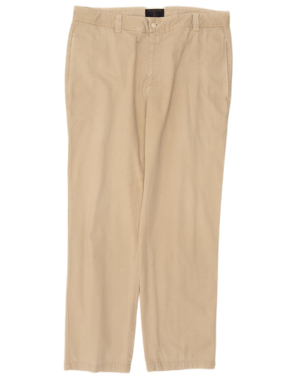 Valentino Mens Straight Chino Trousers W42 L30 Beige Cotton