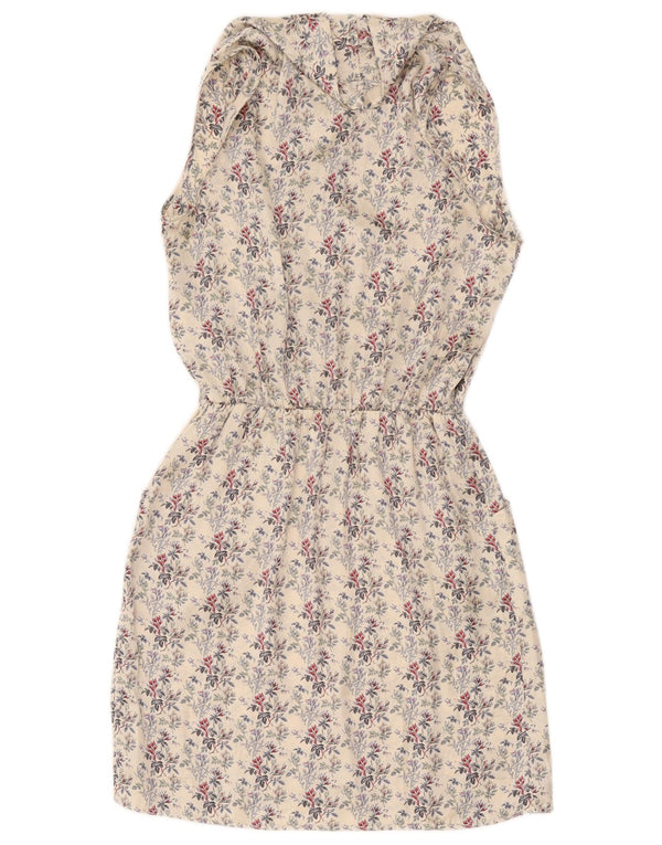 Benetton Womens Sleeveless Sheath Dress UK 12 Medium White Floral