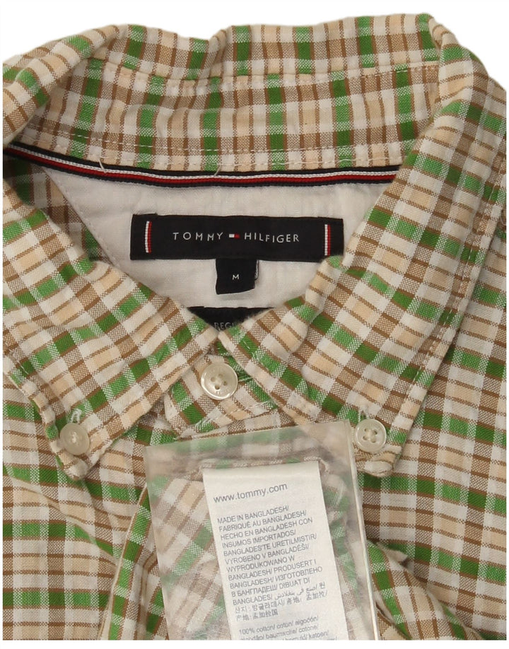 Tommy Hilfiger Mens Flannel Shirt Medium Green Check Cotton