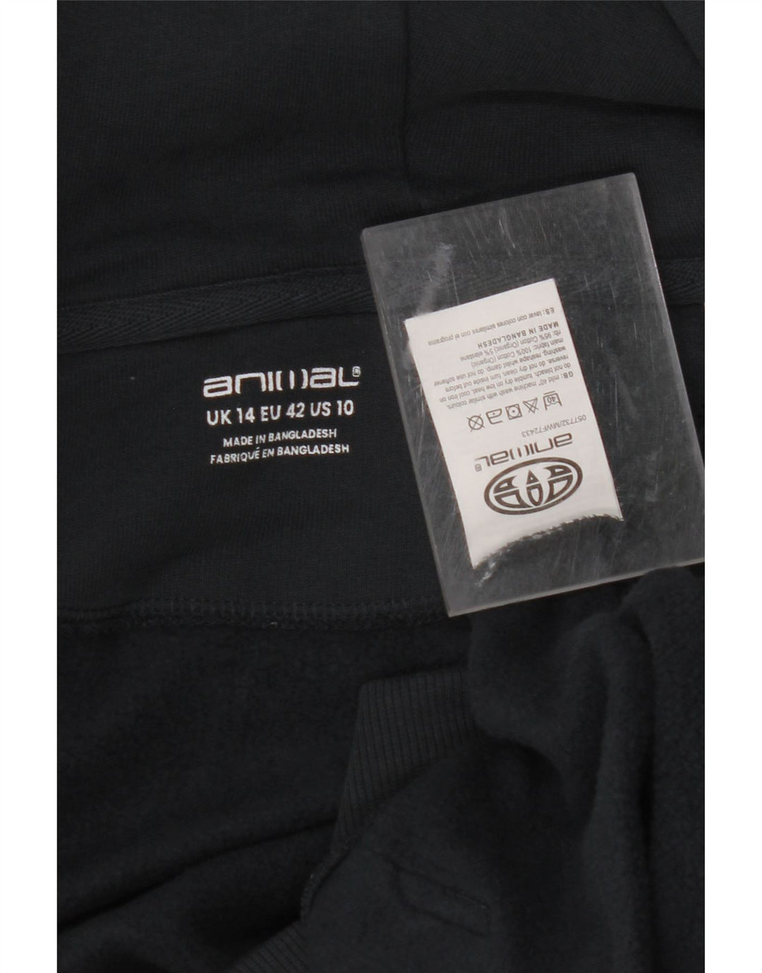 ANIMAL Womens Oversized Zip Hoodie Sweater UK 14 Large Black Cotton