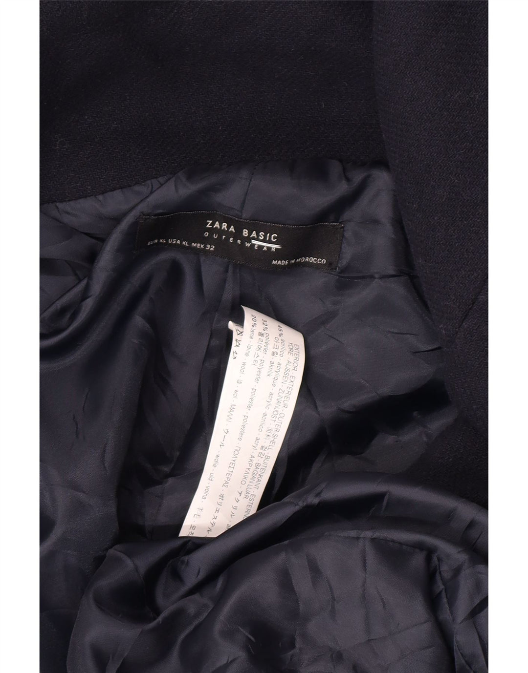 Zara Womens Overcoat UK 18 XL Navy Blue Acrylic