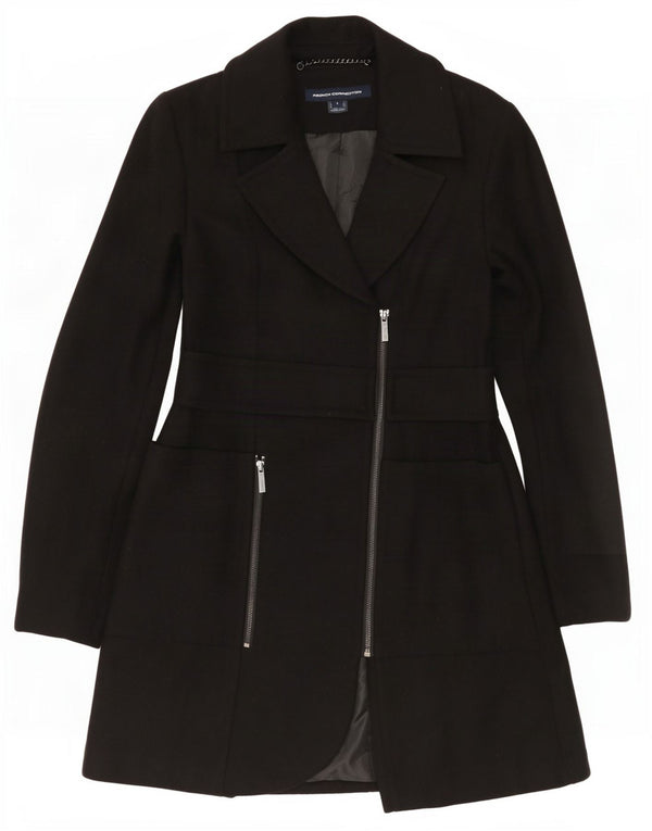 French Connection Womens Overcoat UK 10 Small Black Wool