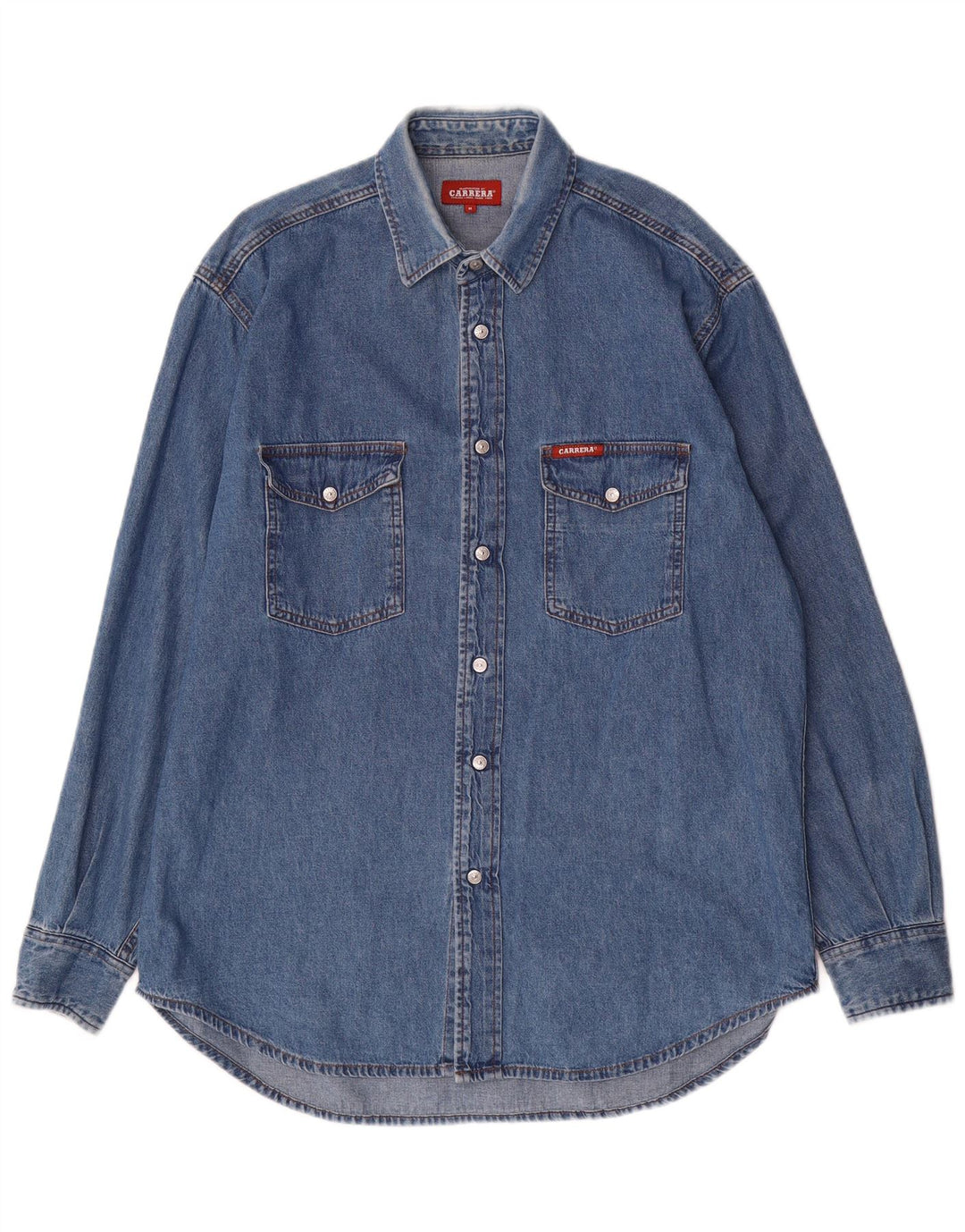 CARRERA Mens Denim Shirt Medium Blue Cotton