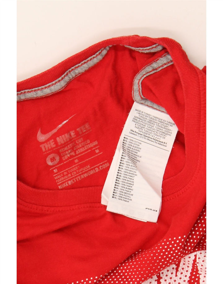 NIKE Mens Athletic Cut Graphic T-Shirt Top Medium Red Cotton Vintage Nike and Second-Hand Nike from Messina Hembry 