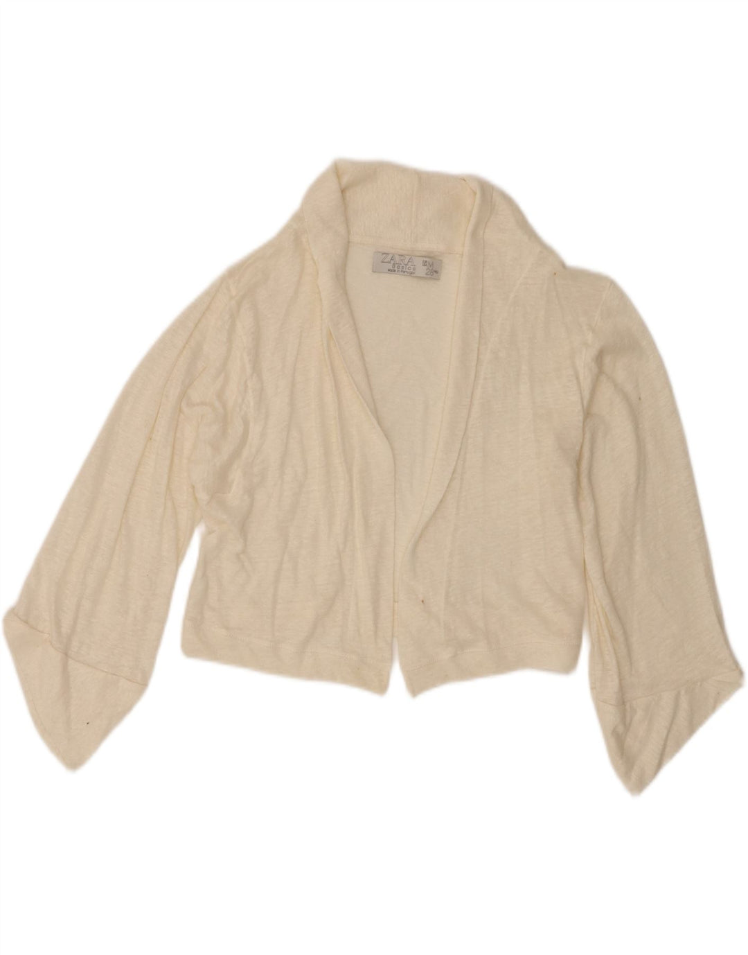 Zara Womens Crop Open Cardigan Sweater UK 12 Medium Off White