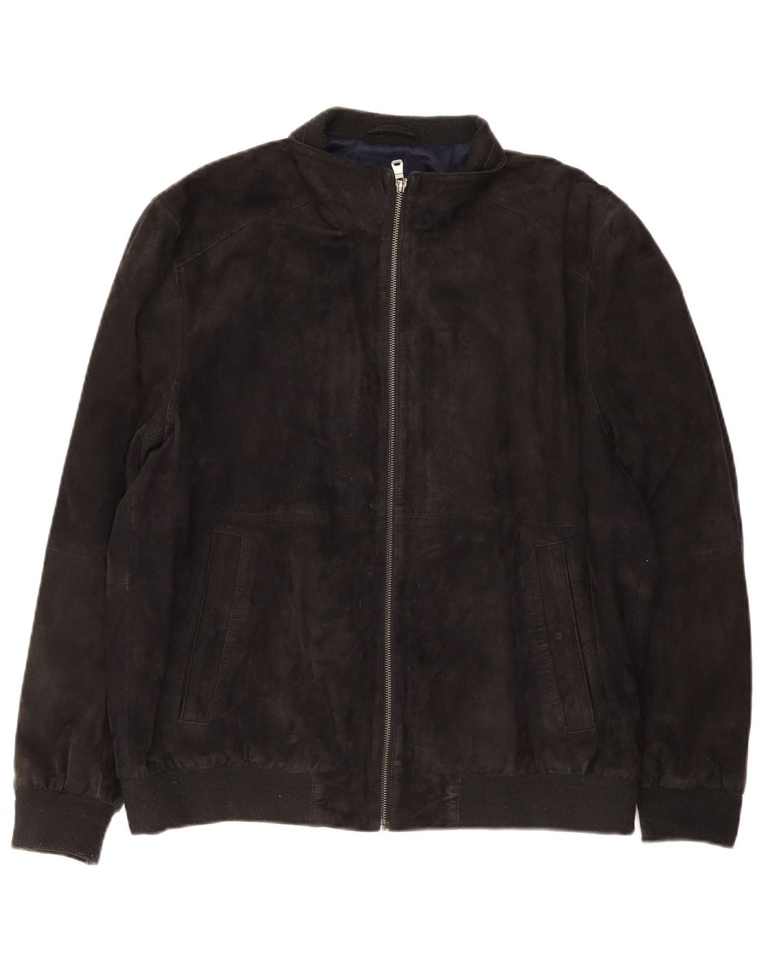 Christian Berg Mens Bomber Suede Jacket UK 38 Medium Navy Blue Suede