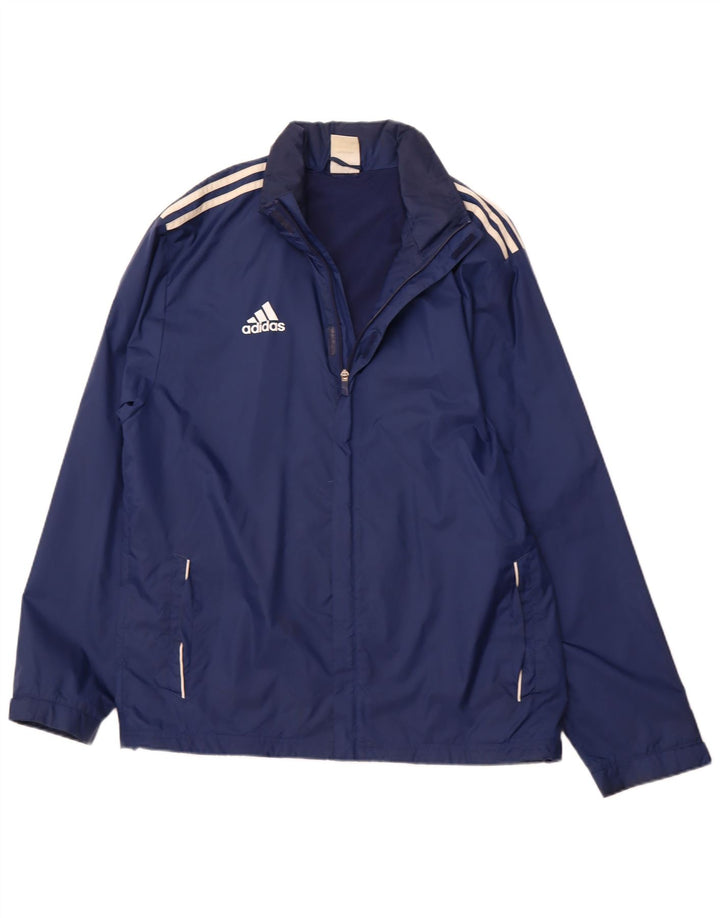 ADIDAS Mens Hooded Rain Jacket UK 42/44 Large Navy Blue Nylon