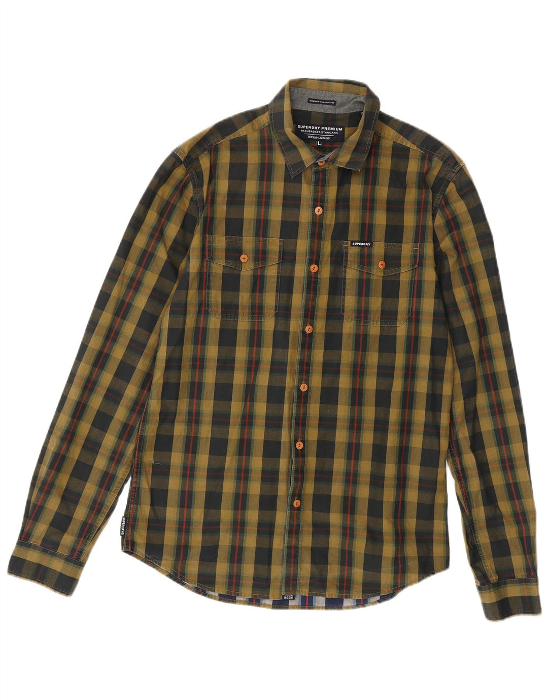 Superdry Mens Shirt Large Khaki Check