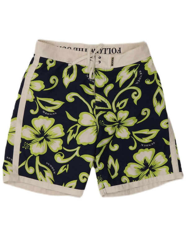 Sundek Mens Graphic Swimming Shorts Medium Navy Blue Floral Polyester