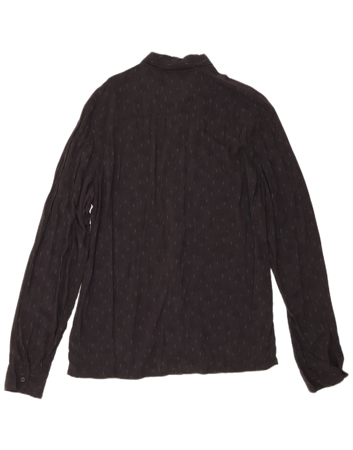 All Saints Mens Shirt Medium Black Geometric Viscose