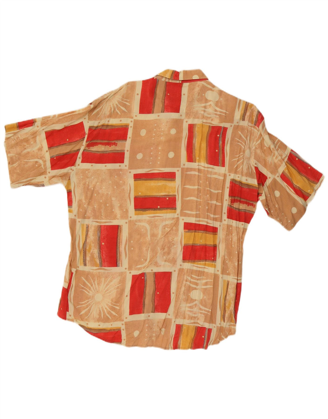 Kantaros Mens Short Sleeve Shirt XL Multicoloured Patchwork Viscose