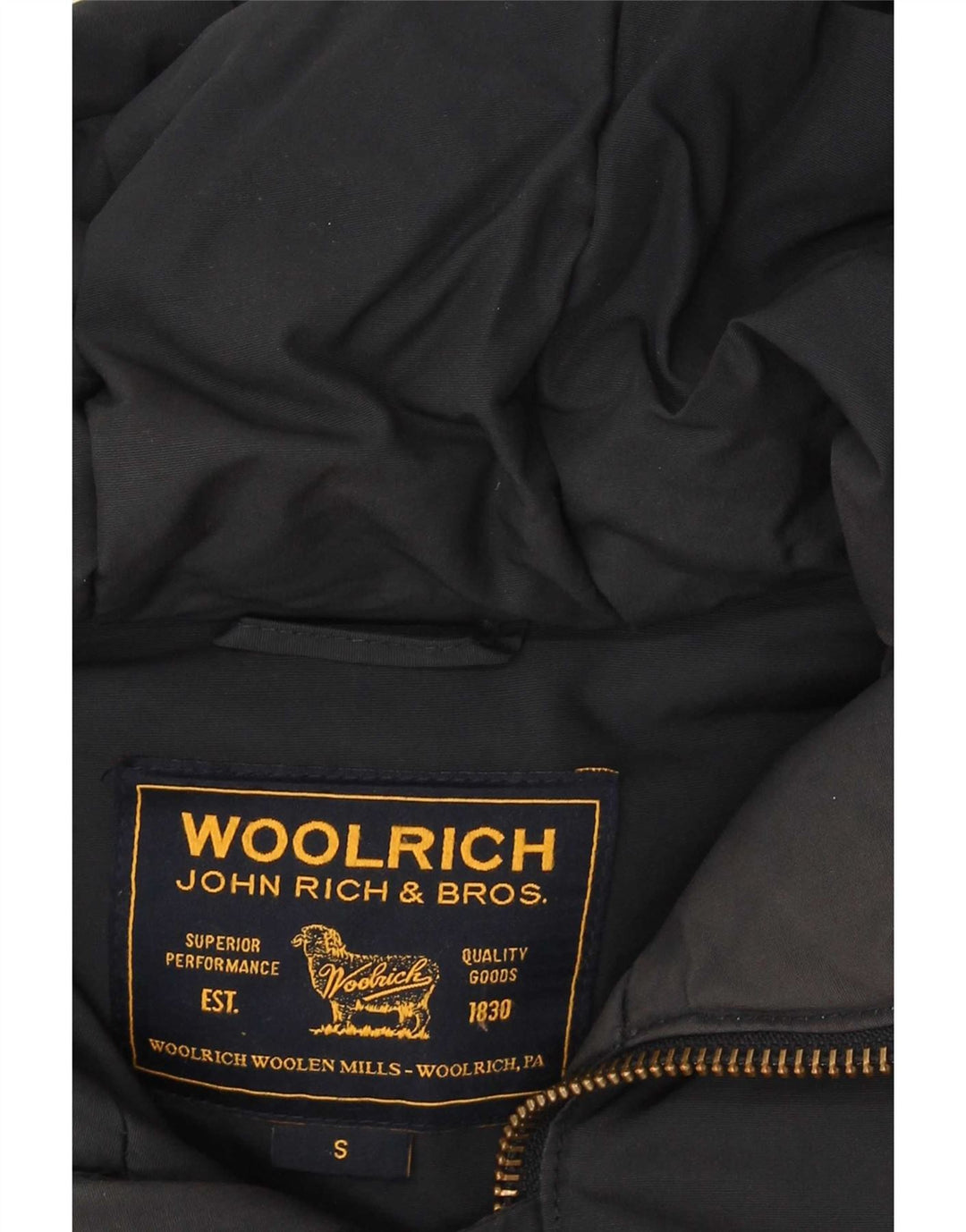 Woolrich Mens Hooded Parka Jacket UK 36 Small Navy Blue