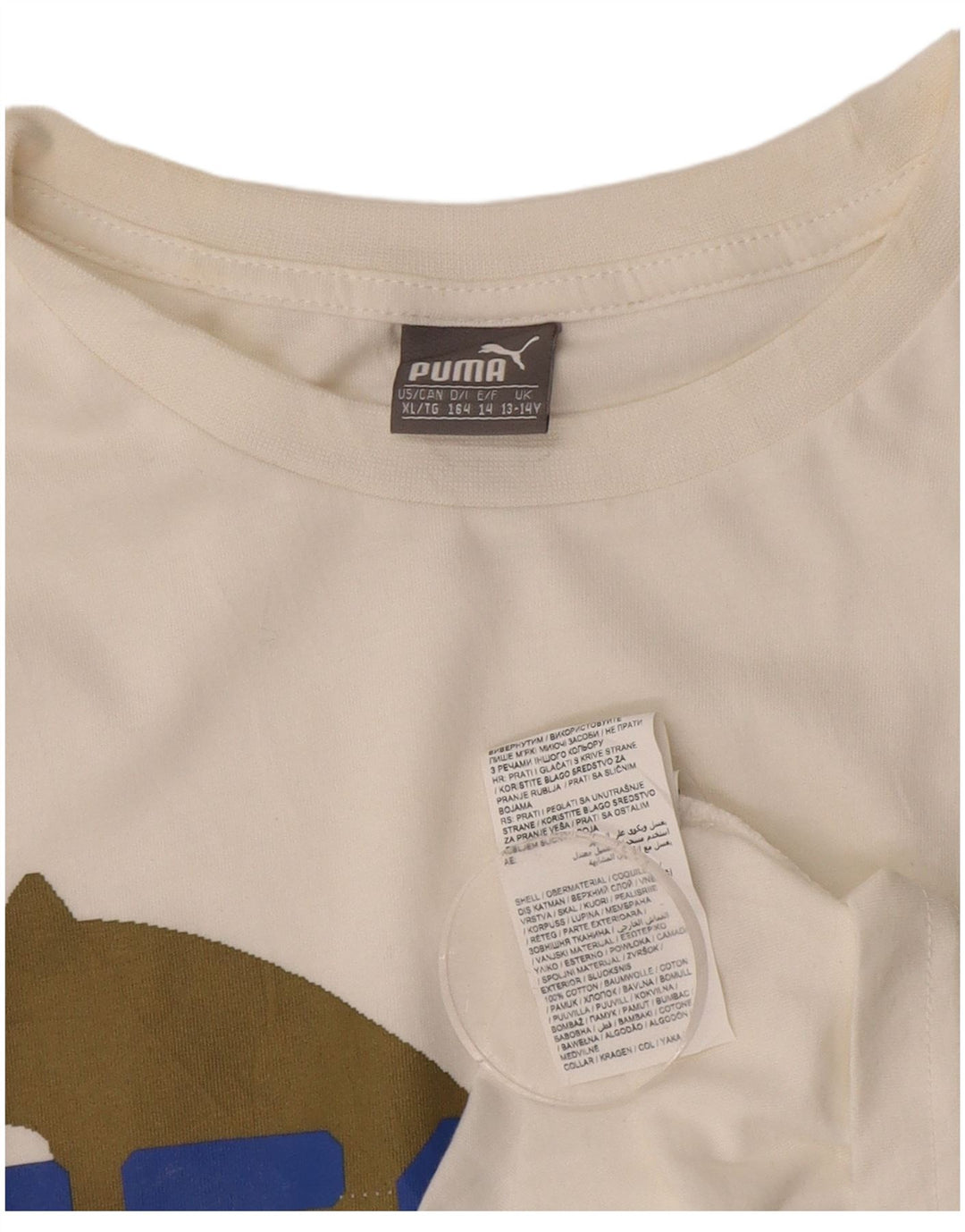 PUMA Boys Graphic T-Shirt Top 13-14 Years White Cotton