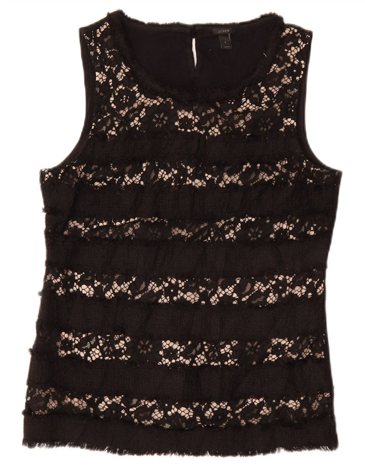 J. CREW Womens Sleeveless Blouse Top UK 10 Small Black Floral Viscose