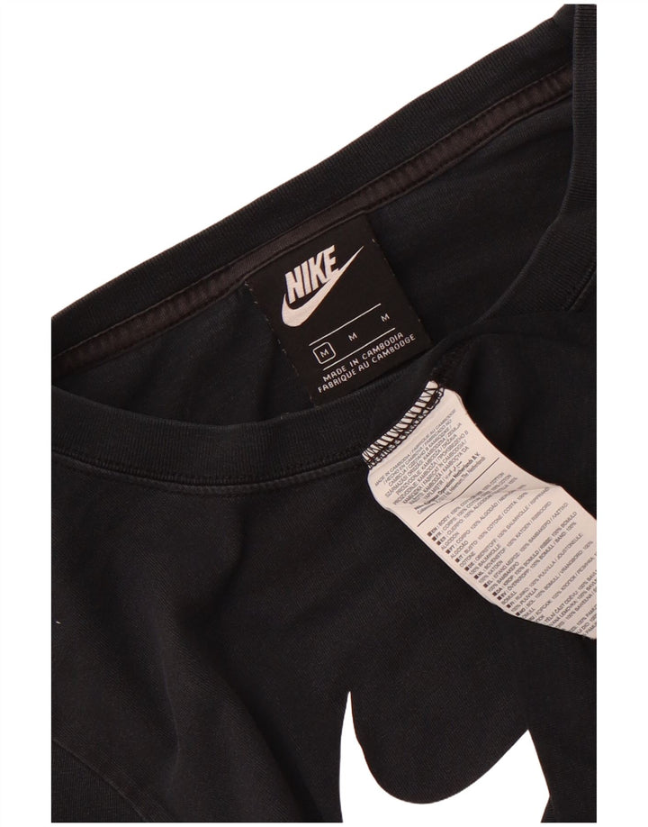 Nike Womens Crop Graphic T-Shirt Top UK 14 Medium Black Cotton