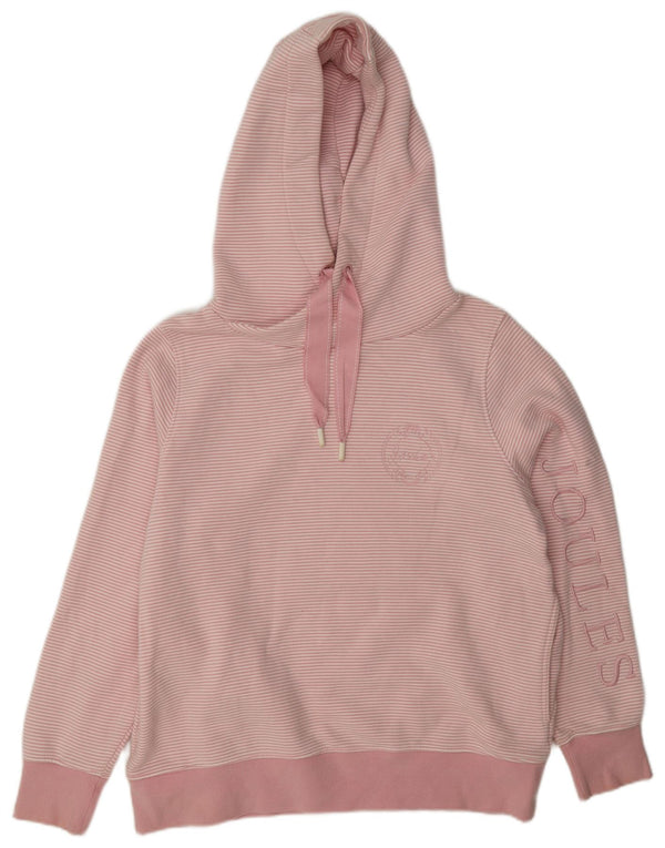 Joules Womens Graphic Hoodie Jumper UK 14 Large Pink Pinstripe Cotton