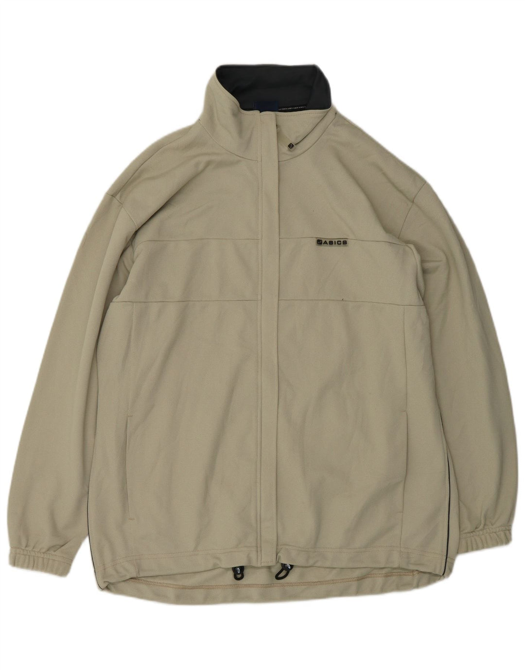 Asics Womens Oversized Tracksuit Top Jacket UK 18 XL Beige Polyester