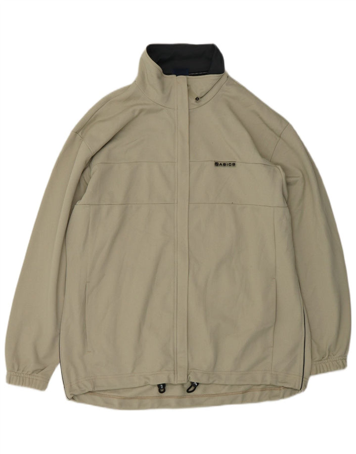 Asics Womens Oversized Tracksuit Top Jacket UK 18 XL Beige Polyester