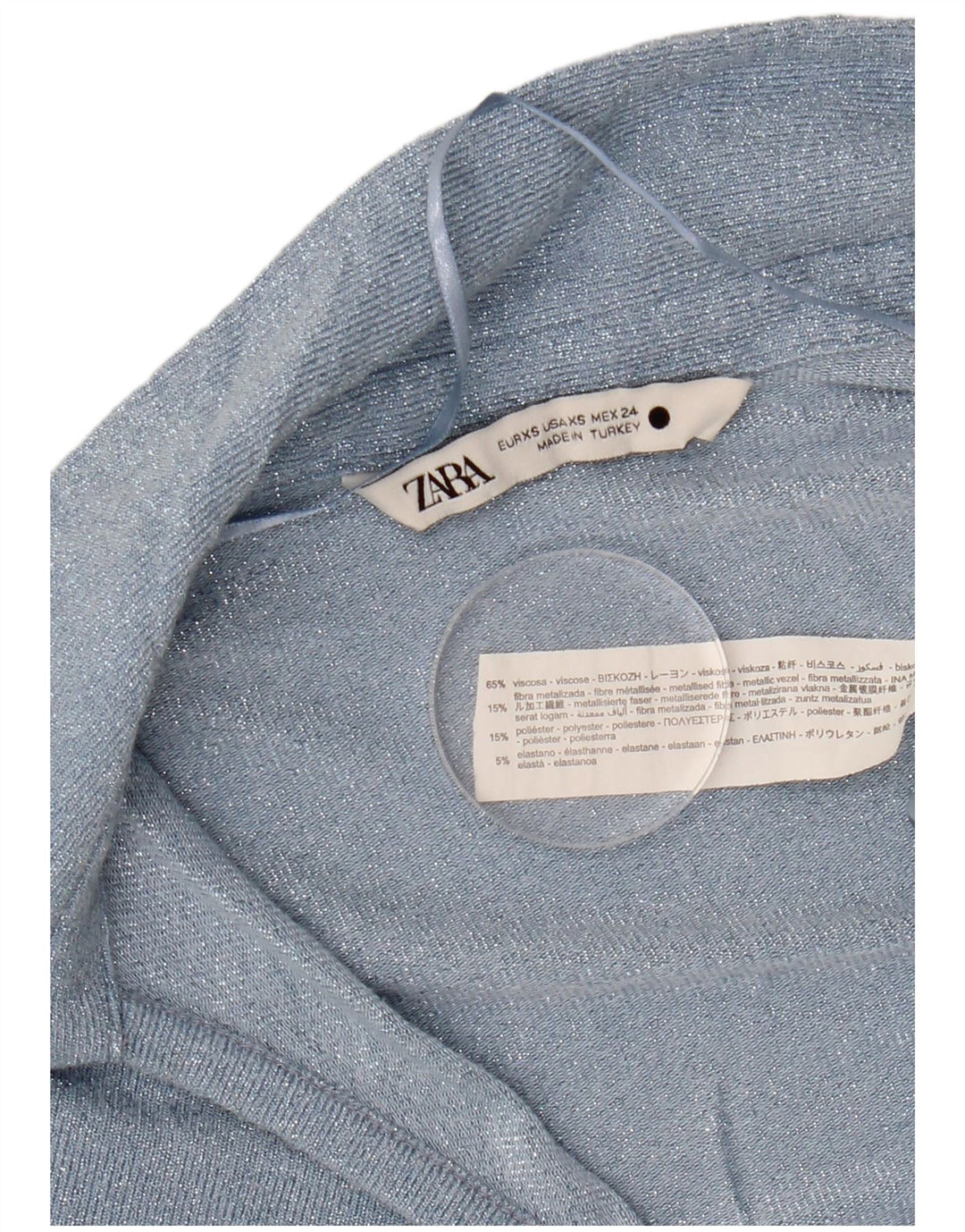 ZARA Womens Long Sleeve Blouse Top UK 6 XS Blue Viscose