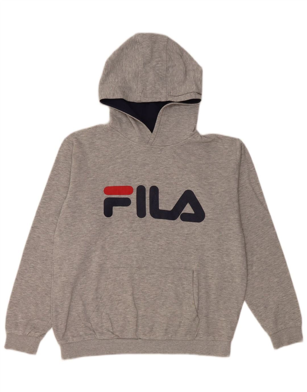 FILA Boys Graphic Hoodie Jumper 13-14 Years Grey Cotton