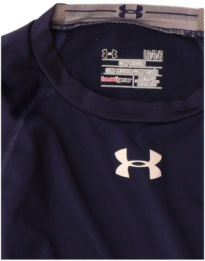 Under Armour Mens Heat Gear Top Long Sleeve Large Navy Blue
