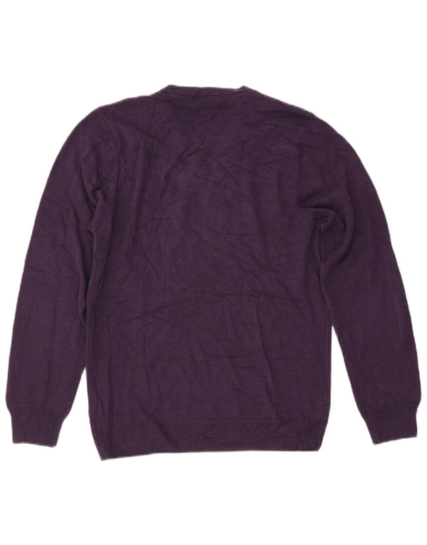MARKS & SPENCER Mens V-Neck Jumper Sweater Small Purple Acrylic