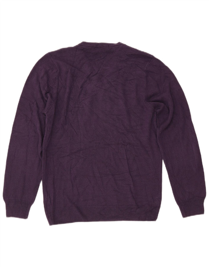 MARKS & SPENCER Mens V-Neck Jumper Sweater Small Purple Acrylic