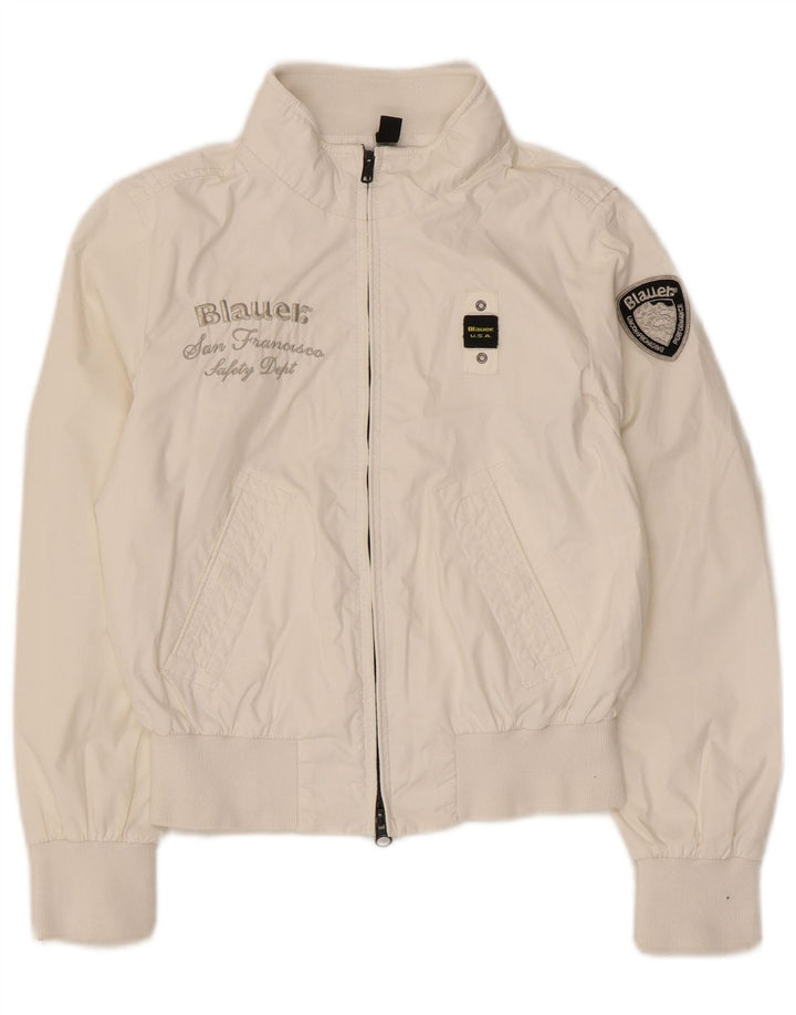 Blauer Girls Graphic Bomber Jacket 9-10 Years White Nylon
