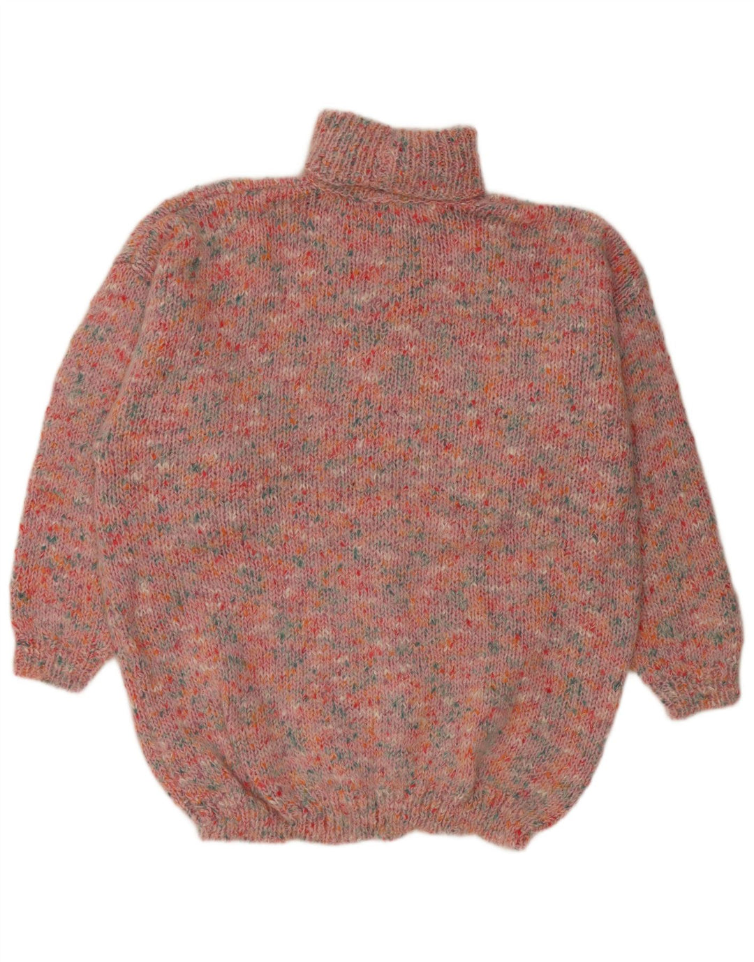 VINTAGE Womens Oversized Roll Neck Jumper Sweater UK 20 2XL Pink Flecked