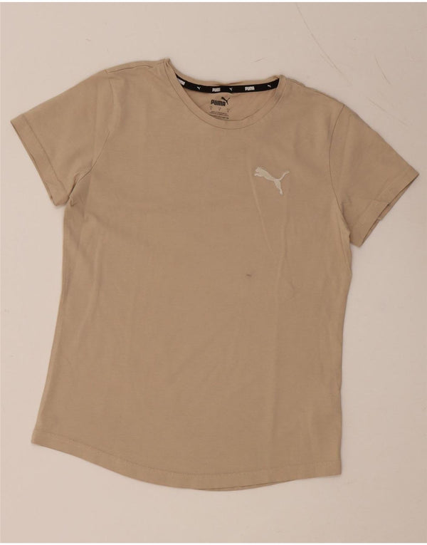 PUMA Womens T-Shirt Top UK 10 Small Beige Cotton